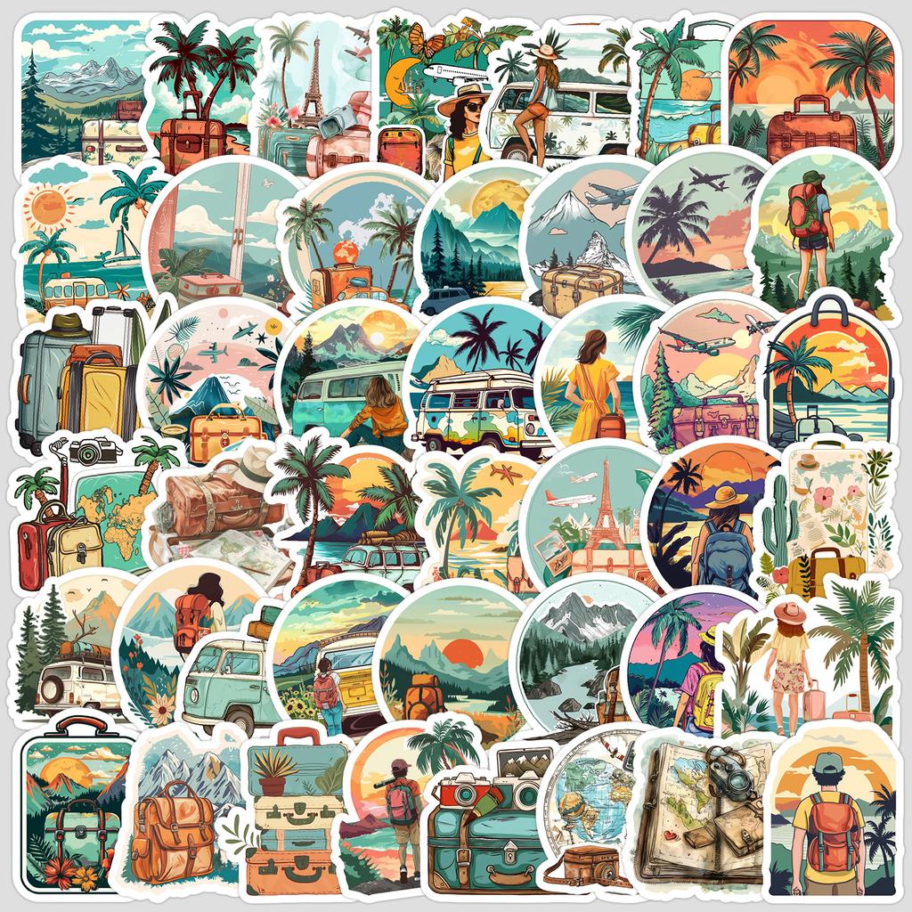 50 Cartoon Travel Graffiti Stickers Water Cup Computer Mobile Phone Waterproof Decorative Stickers Creative DIY Stickers