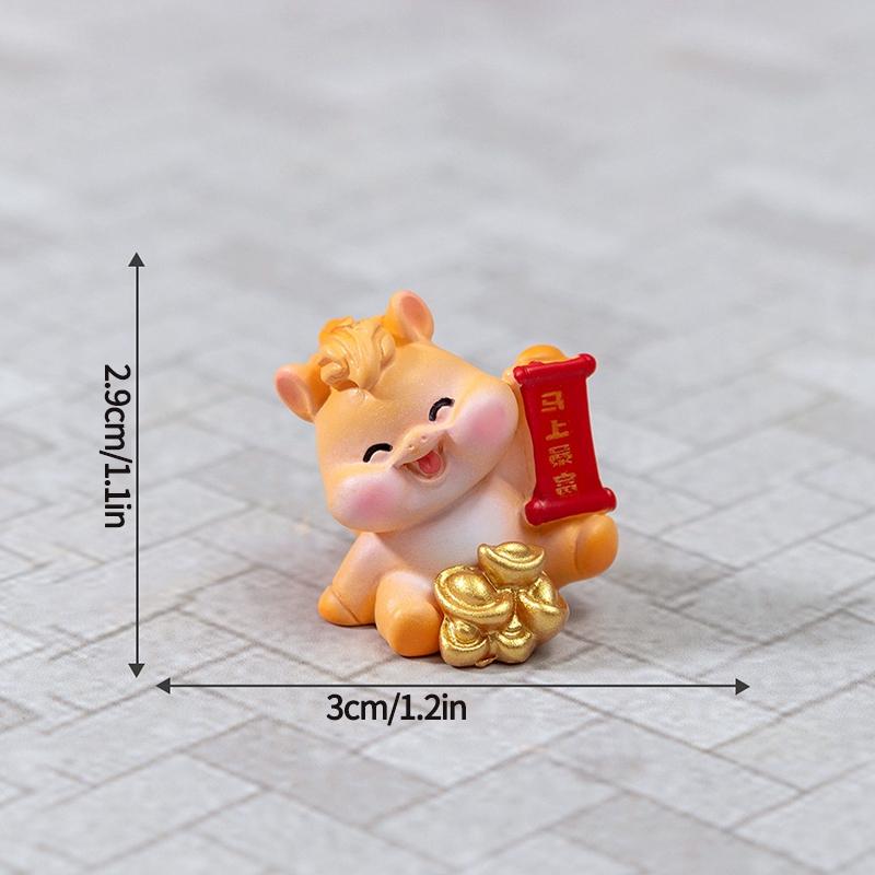 2026 New Year Resin Pony Decoration Ornament Mini Car Desktop Ornament New Year Birthday Blessing Gift Spring Festival Crafts