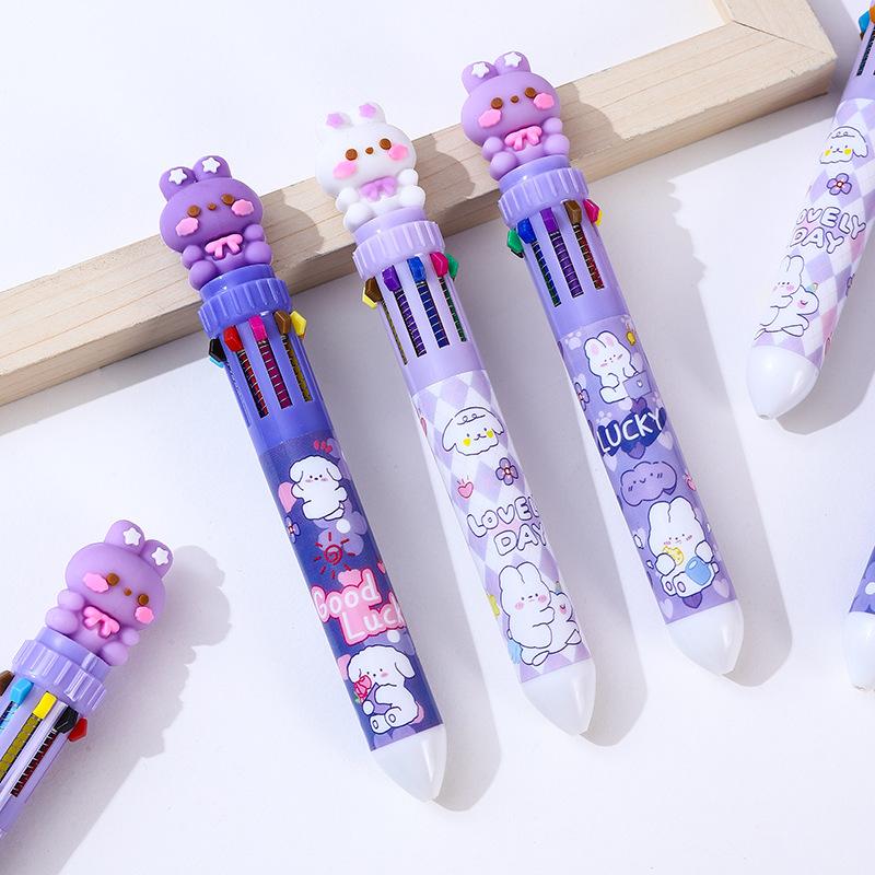 36Pcs Rabbit Theme Ten-color Ballpoint Pen, Random Mixed, Black Ink Pens, Cartoon Rabbit Series Office Stationery Gift, Easter Smooth Writing, Suitabl