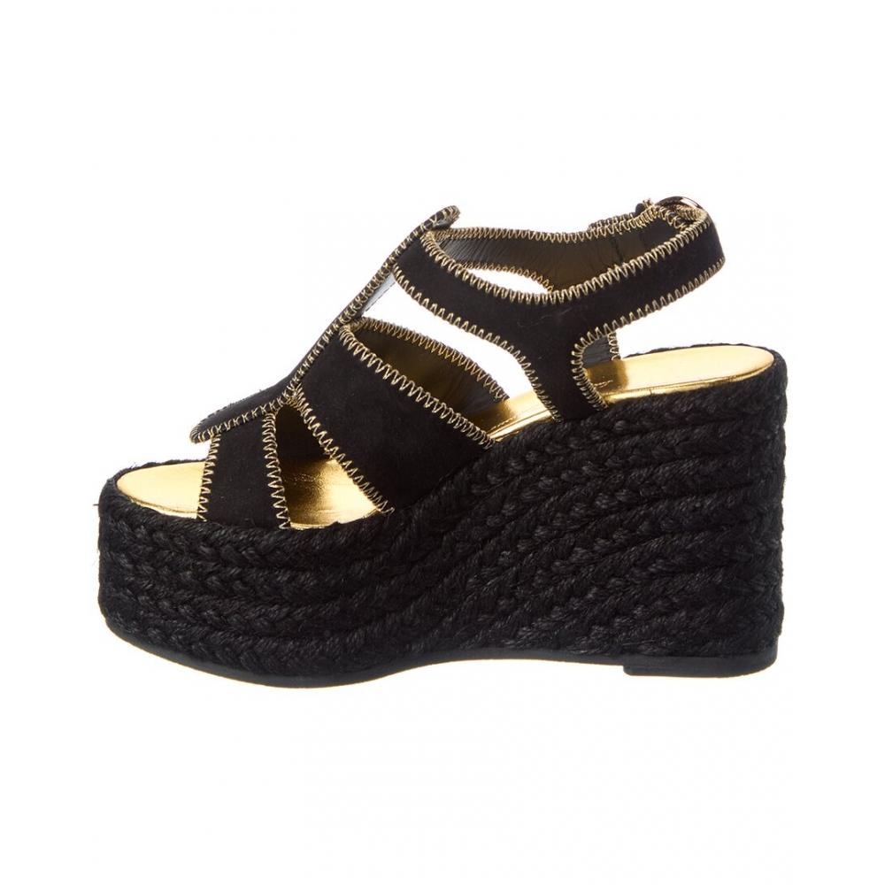 Salvatore Ferragamo Black Suede Wedge Sandal Renee