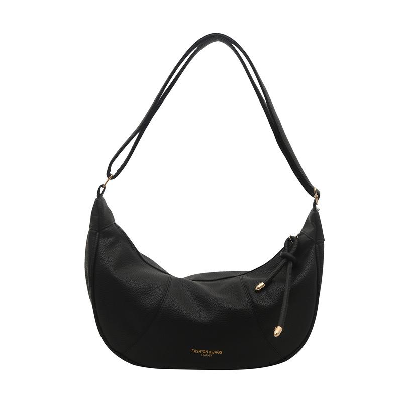 2025 new niche design fashion dumpling bag women's Korean version portable shoulder bag solid color splicing retro messenger bag