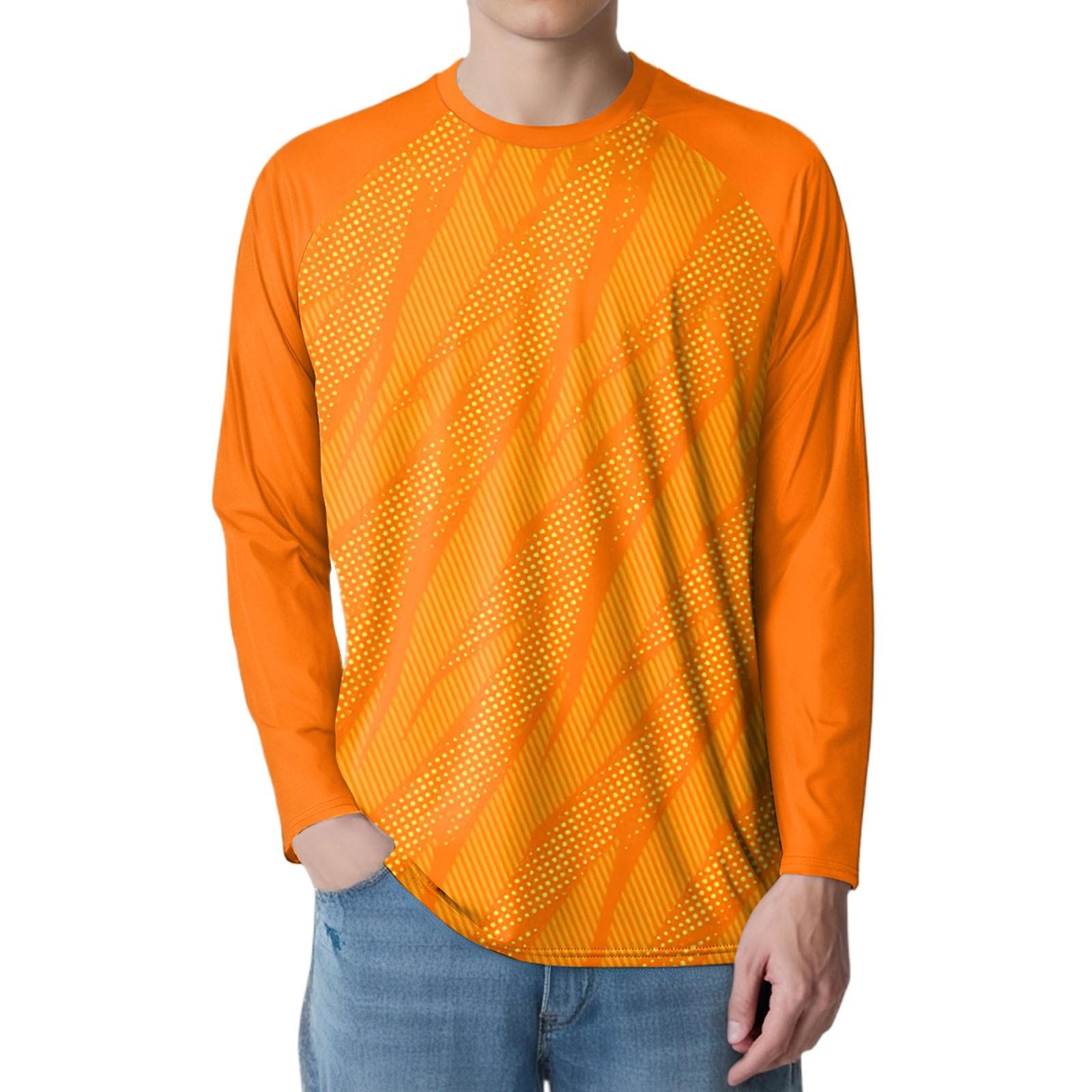 

Мужская мода принтованный реглан длинный рукав спортивный топ XL оранжевый