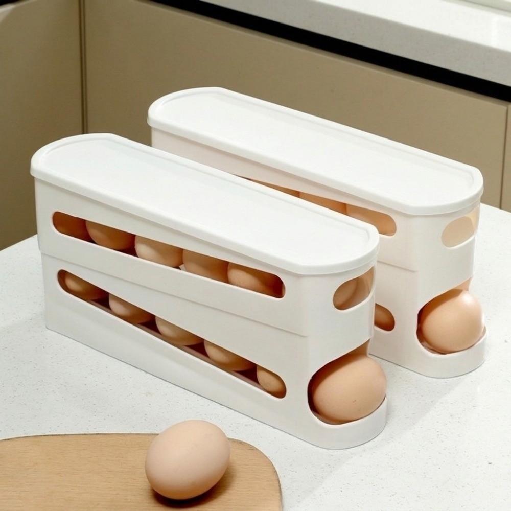 Large Capacity Double Layer Egg Storage Box Plastic Rolling Egg Holder Egg Storage