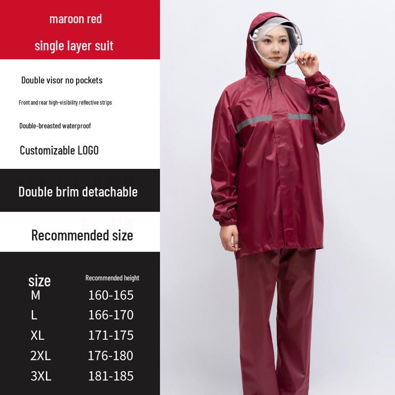Reflective Raincoat and Pants Set for Electric Motorcycle Riding