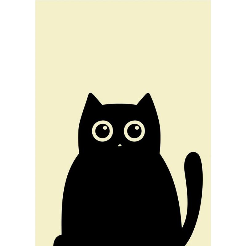 Funny Black Cat Poster Print Canvas Painting Minimalist Nordic Animal Wall Art Picture For Living Room Home Decoration Unframed