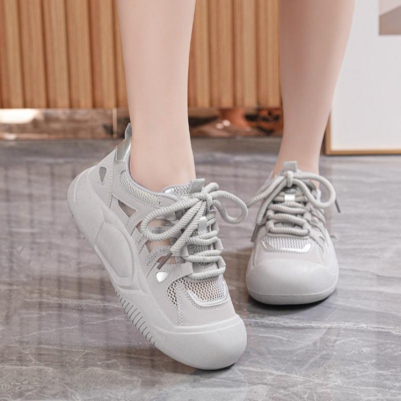 2026 Summer Women Casual Sandals Korean Designer Surface Hollow Breathable Woman Flat Shoes Outdoor Lace-up Sneakers Zapatos2026