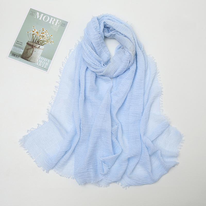 Hot-selling New Simple Solid Color Wrinkled Cotton and Linen Scarf, Soft and Skin-friendly In Winter, Warm Scarf Women