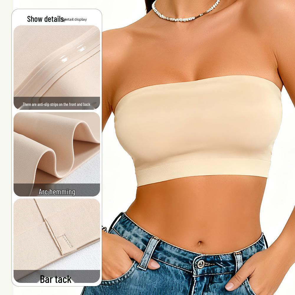 Seamless Strapless Non-Slip Bandeau Bra for Women, No Padding or Underwire, Fits Big and Small Busts