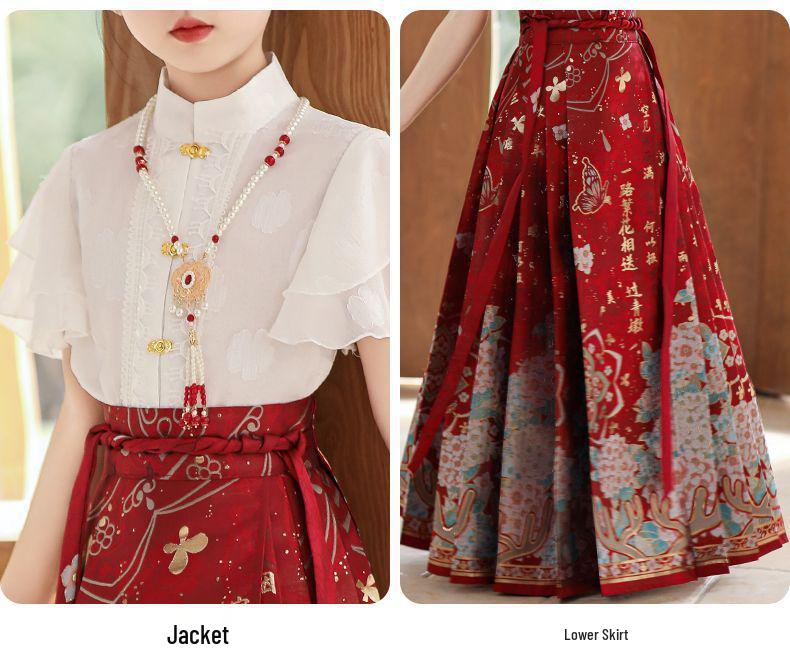 2025 Spring & Autumn Girls' Hanfu Skirt Set: Chinese Tang Style