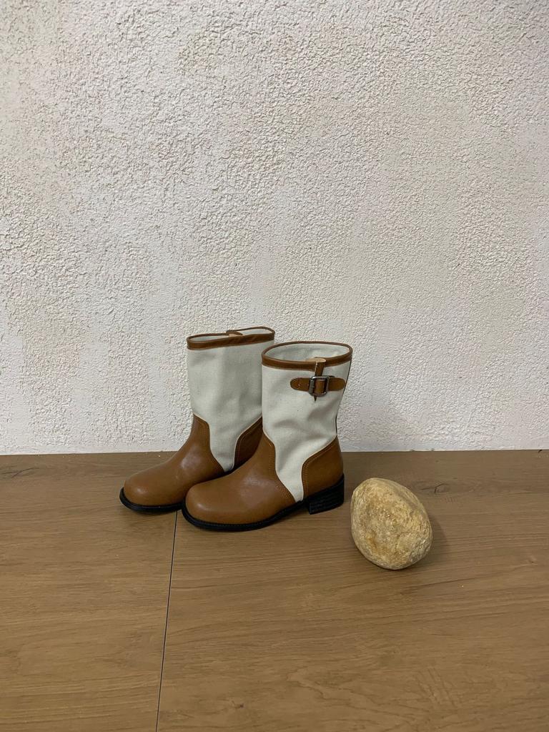 British Retro Western Cowboy Boots Women's New Color Matching Outer Wear Medium Boots Knight Martin Boots