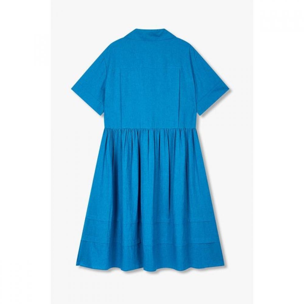 Studio Tomboy Pintuck Shirt Style Shirred Dress  9105341120ct 