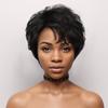 Synthetic Hair Short Black Wigs for Women Natural Hairstyle Casual Wig Black Mixed White Color Fashion Full Wig with Bangs
