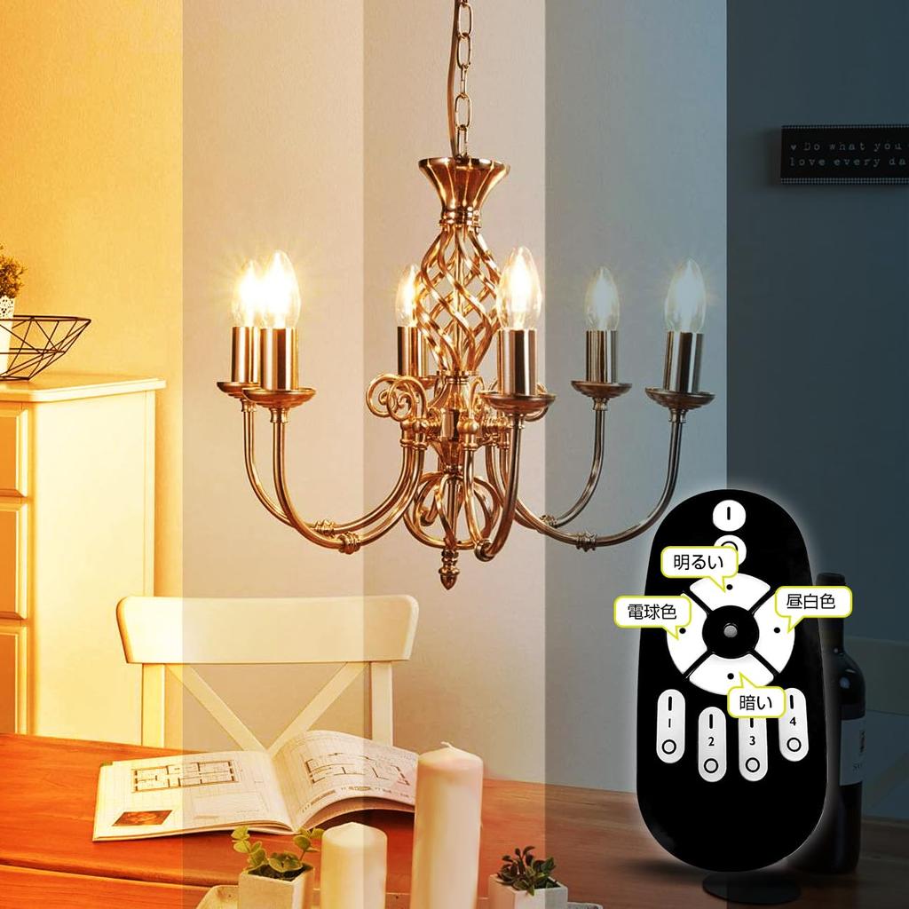 ANWIO Chandelier Light Bulbs, Pack of 6, B11 E12 Base, 600lm, 4.5W Power Consumption (50W Equivalent), Remote Control Included, Candlestick Bulbs,