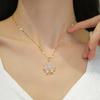 316L Stainless Steel Luxury Zircon Flower Pendant Necklace For Women Girl New Trend Clavicle Chain Jewelry Lady Gift