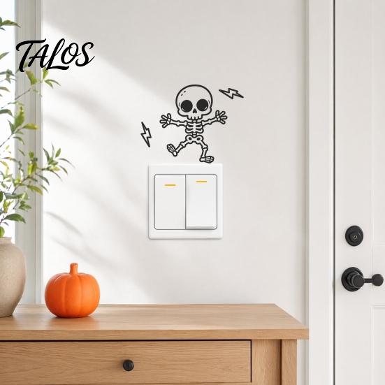 Talos Halloween Skeleton Light Switch Sticker, Decal, Removable Decals, PVC Waterproof Wall Art for Home Bedroom Living Room Entrance Decor