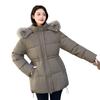 Atmosphere women's cotton-padded clothes, large twill fur collar, hooded medium and long drawstring, waist, daily travel looks good