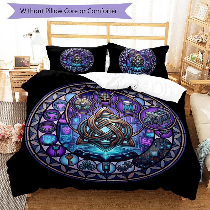 Cyberpunk Glass Pattern Bedding,Quilt Set Quilt Cover Pillowcase Home Birthday Gift (1 * duvet cover + 2 * pillowcase, without core)