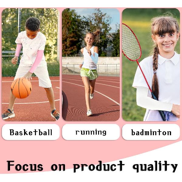 3Pairs Kids Arm Sleeves Thinly UV Sun Protection Cooling Arm Cover Compression Sleeves, Outdoor Sport Breathable Elastic Ice Sleeve for Youth Boys