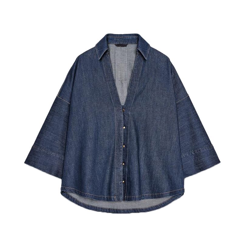 Wide Sleeve Lapel Casual Denim Shirt 2783781 Wide Leg High Waist Minimalist Casual Casual Pleated Pants 2881781