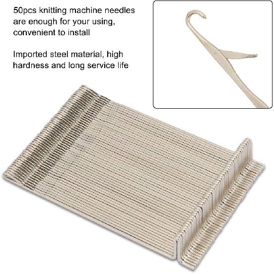 50Pcs Knitting Machine Needles Set, Steel Replacement Needles for LK100 LK150 KH360 Knitting Machines Fabric Weaving Yarn Projects Home Knitting