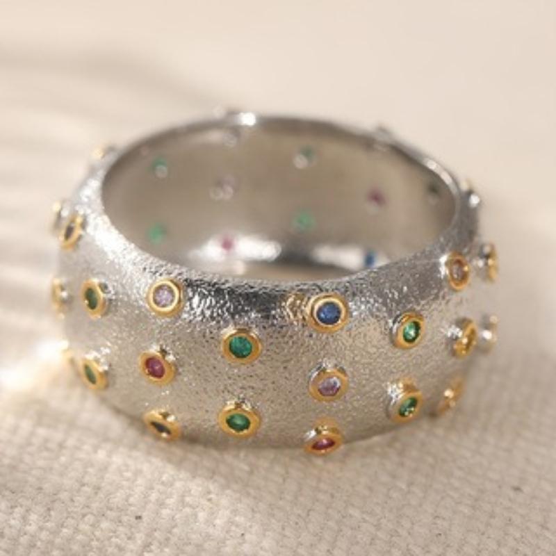 

6-10 Size Fashionable Copper Color Women s Ring, Paired with Colorful Inlaid Zircon Holiday Party Accessories Zircon 7