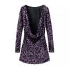 Europejska i Amerykańska Jesienna Sukienka Bodycon z Długim Rękawem i Cekinami