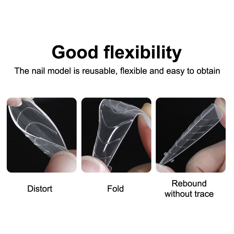 140Pcs/Box Curved Stiletto 3D Eagle Claw Nail Dual Forms For Poly Nail Gel Extension Of Hawk Sculptural Nails Full Cover Molds