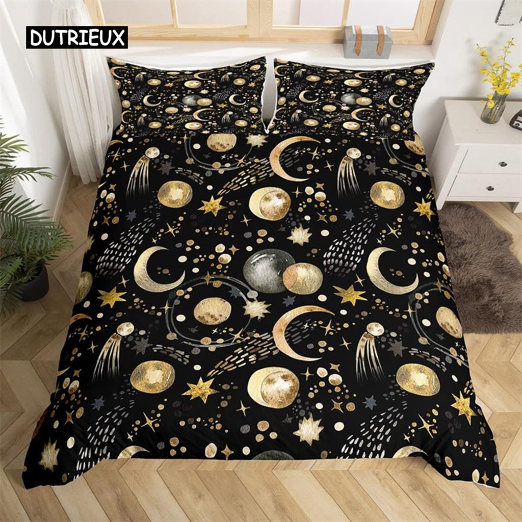 Starry Sky Duvet Cover Set Microfiber Outer Space Theme Comforter Cover Teens Boys Quilt Cover 3D Starry Sky Series Bedding Set