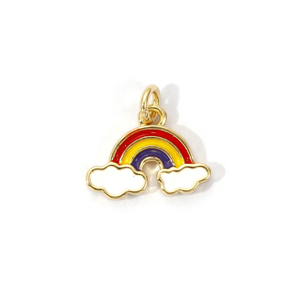 2 PCs Brass Charms 18K Gold Plated Colorful Enamel Cloud Meteor Lightning Weather Pendant For DIY Necklace Jewelry Making