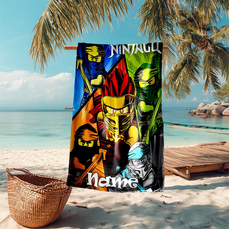 Personalized customized proof beach towel with Lego Ninjago pattern - soft, absorbent,quick-drying,perfect swimming,camping&bathing