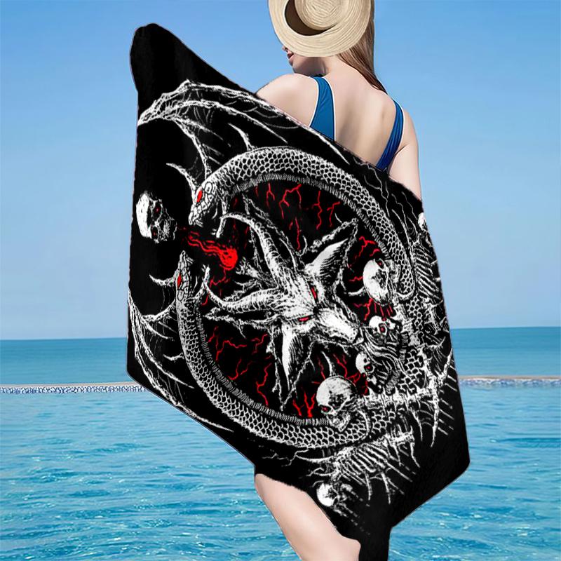 Totenkopf Gotischer Ziegenkopf Strandtuch, Super Weiche Mikrofaser, Geschenk für Sie/Ihn, Geburtstag, für Pool, Strand, Reisen, Heimdekoration Fan Geschenke