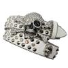 Punk Skull Buckle Belt for Adult Teens Rhinestones Rivet Studded Belt Halloween Party Music Festival Belt Eye Catching