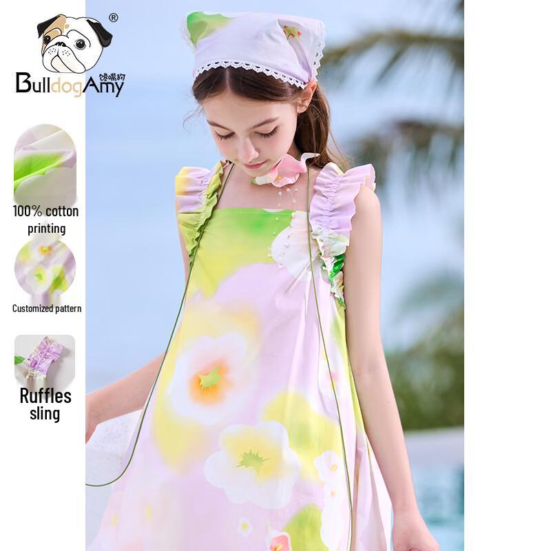 CHANZUIGOU Girls  Pure Cotton Sleeveless Sundress 130