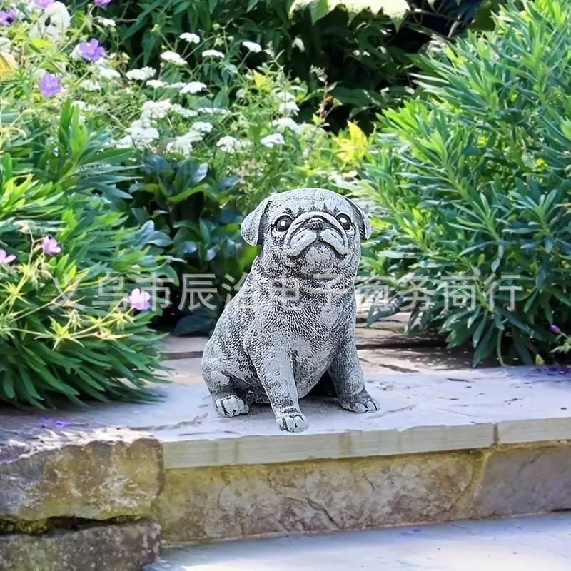 Simulationsharz Welpe Bulldogge Skulptur Ornament Außenbereich Garten Gartendekoration Tier Harz Handwerkskunst Ornament