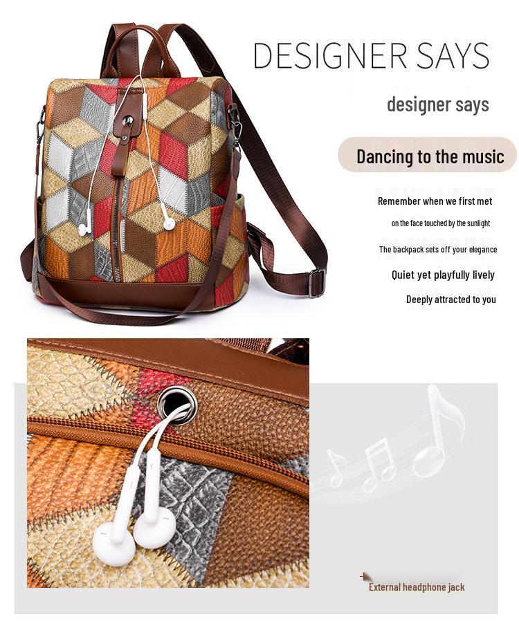 Trendy Women's Anti-Theft Colorblock Backpack - Large Capacity for Travel