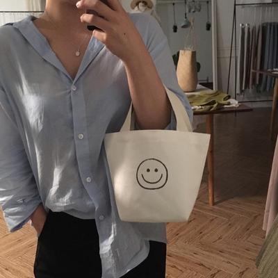Canvas Bag  Environmentally Friendly Lunch Bag Parent-child Bag  Small and Cute Smiling Handbag