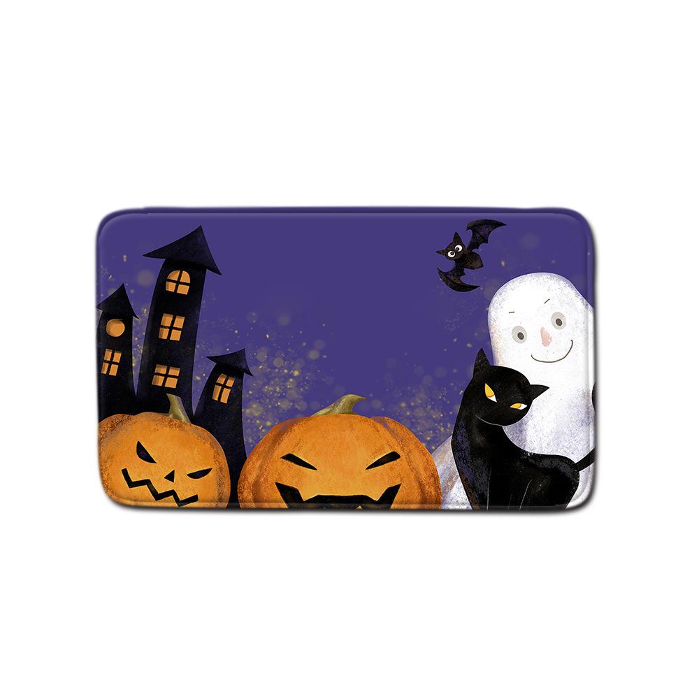 Halloween Duschvorhang Bodenmatte Kombination Vierteilige Haushalts-Fußmatte Schlafzimmer Rutschfester Teppich