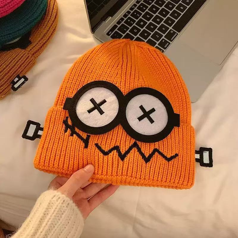 1PCS New Funny Knitted Hat for Women, Autumn and Winter Warmth Cute Big Eyed Cartoon Ear Protection Hat for Student Gifts
