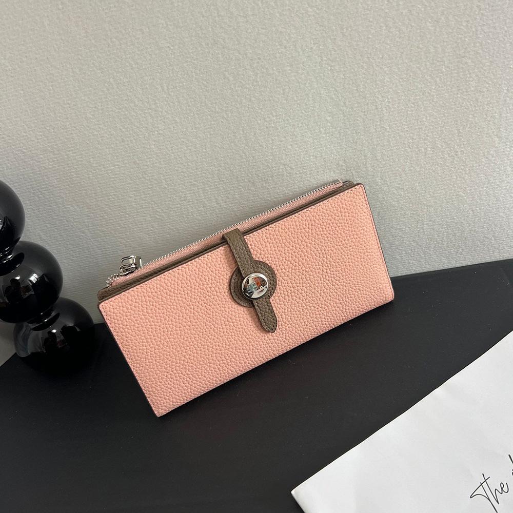 Long Women Wallets Two-tone Genuine Leather Wallet Clutch Bag First Layer of Cowhide Purse Zipper Hasp Bifold Billfold Purse