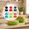 Round and Square Cooking Basket Trays in Reusable Silicone with Grip Handle Design and Crumb Collecting Base Pair