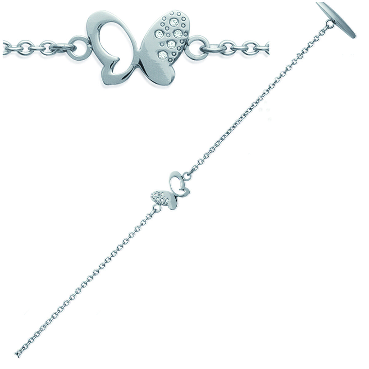 

Les Trésors De Lily [J0090] - Серебряный стальной браслет «Бабочки» - 14x15 мм