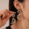 Medieval Style Dangle Earring Handmade Crystal Earrings Retro Sun&Moon Earrings  Birthday Gift