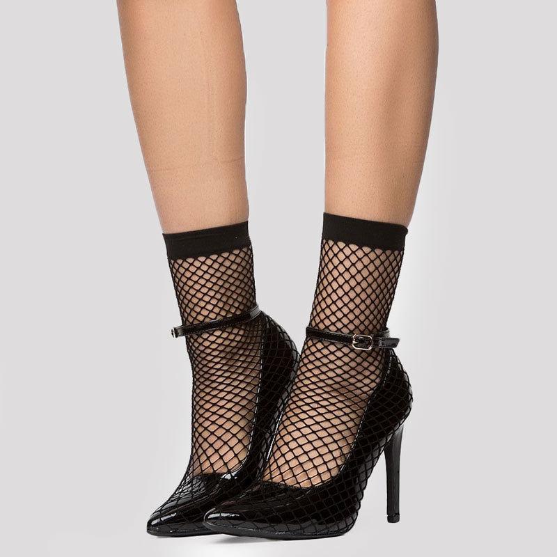 Chaussettes d'été en dentelle résille Perle Noire - Respirantes, Invisibles Grandes Tailles