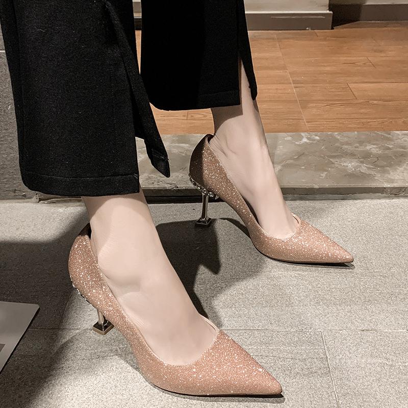 Fashion Silver Wedding Bride Shoe Woman Pumps Footwear Chic Point  Young Summer 2025 on Sale Luxury Brand High Quality Shoes for Women