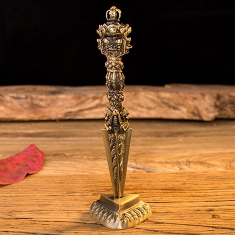 Metal Vajra Gold Dorge Antique Dorjes Buddhism Dorjes Phurba Amulet Ritual Items of Tibetan Buddhism Fengshui Ornament