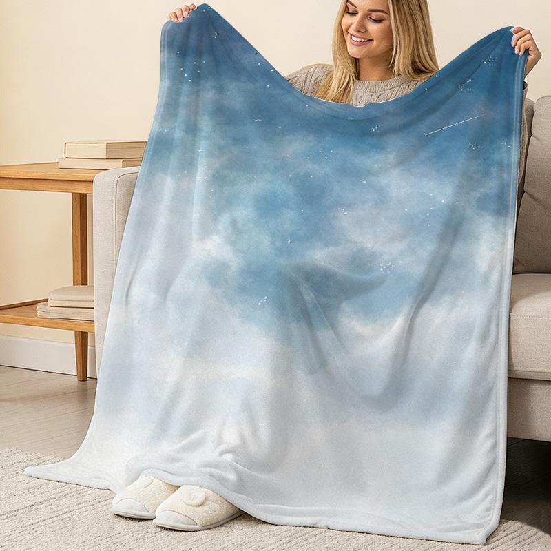 Starry Sky Flannel Fleece Blanket – Anti-Pilling, Soft Warm Cozy Throw for Postpartum Care, Home Decor, All Seasons, Halloween & Christmas