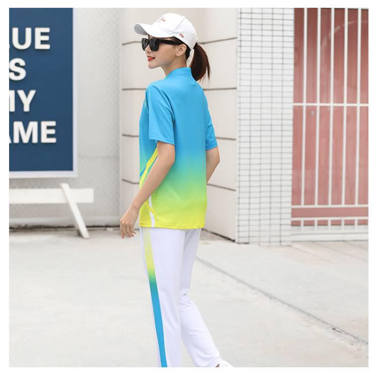 Quick-Dry Couple's Sports Set: Lapel Short Sleeve & Long Pants for Gym, Hiking, Student Events