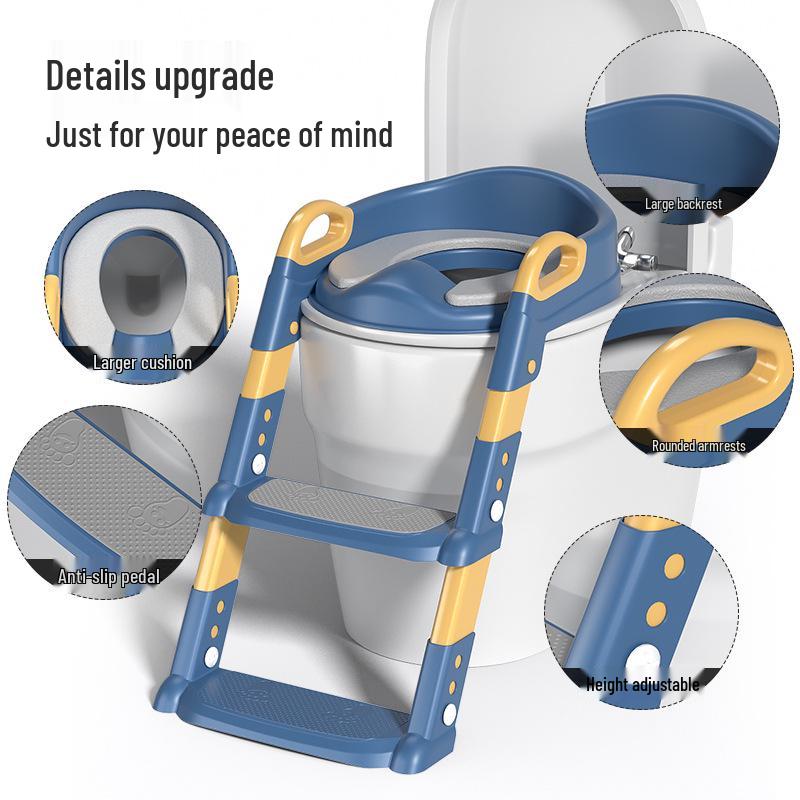 Foldable Children's Potty Training Ladder with Handrails - Step Stool for Boys and Girls