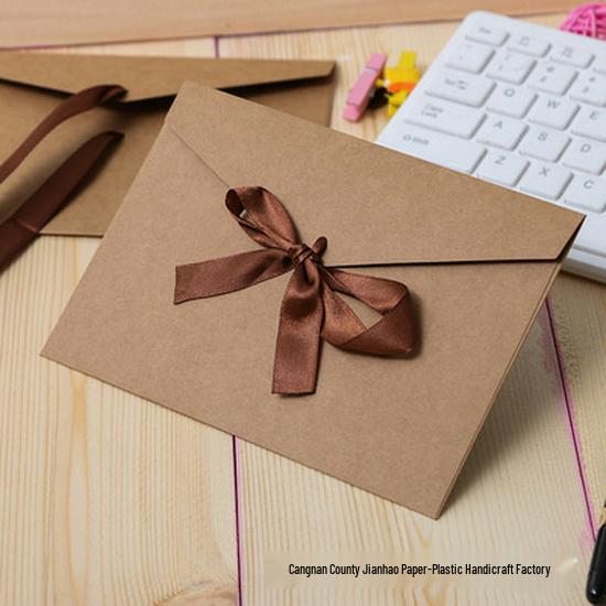 Retro Kraft Paper Envelope - Western Style Invitation with Bow Logo
