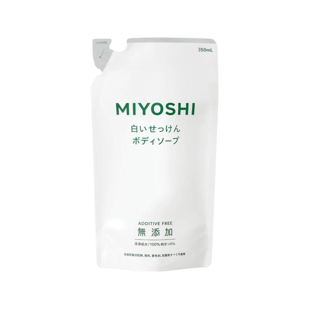Miyoshi Additive-Free White Soap Body Wash Refill 350ml 3-Pack with Aronheur Original Mask Case